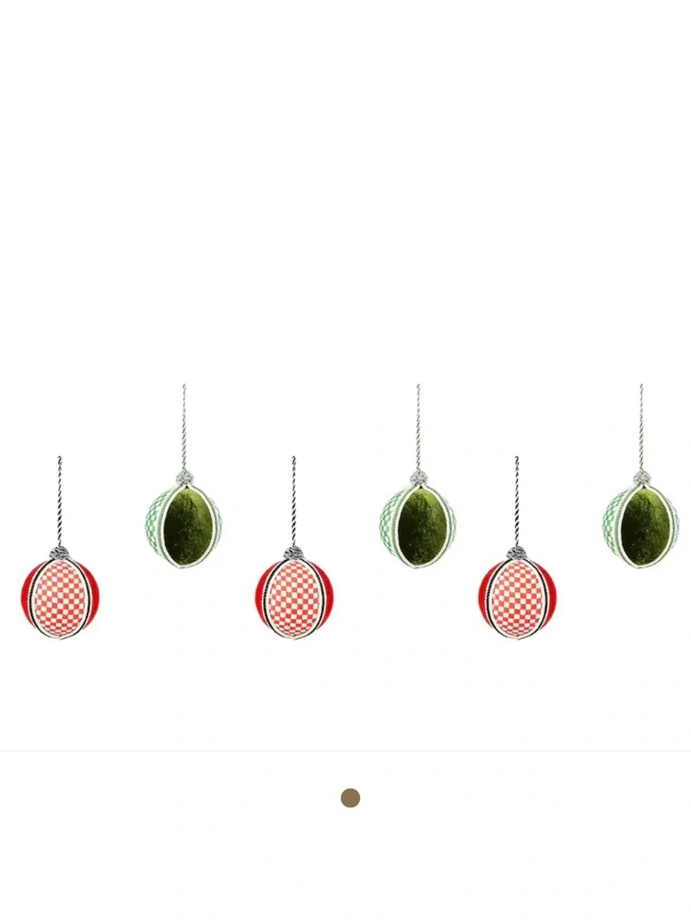 Mackenzie-Childs Check It Out Patchwork Fabric Ornaments, Set of 6. NIB!